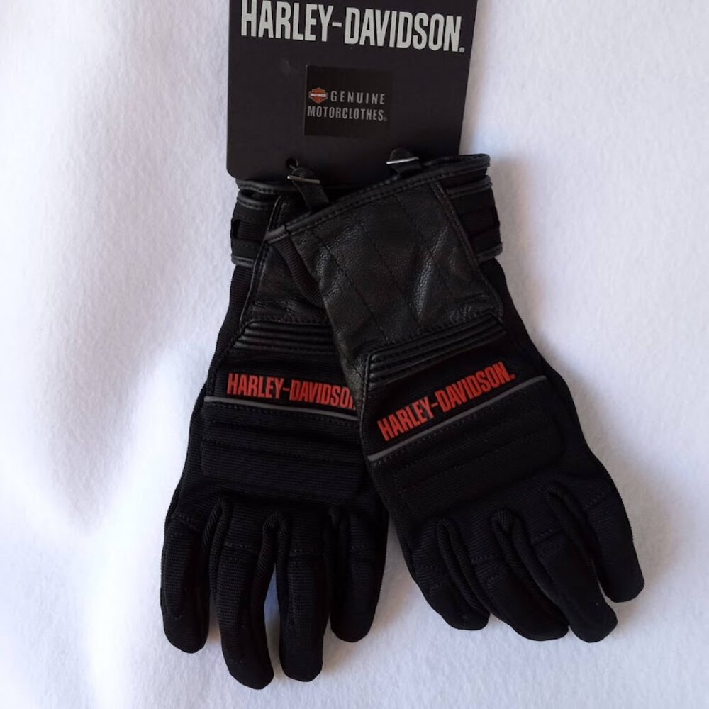 Harley-Davidson Quest Mixed Media Gauntlet Gloves Black Size S